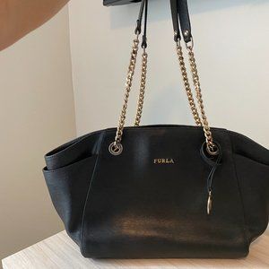 GENUINE Furla leather Bag with gold tone accents